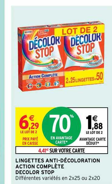 lingettes anti-décoloration action complète décolor stop