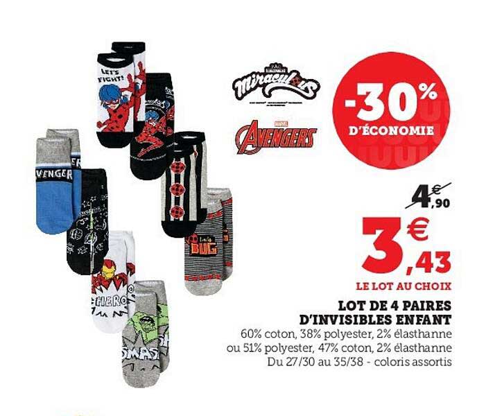 lot de 4 paires d'invisibles enfant