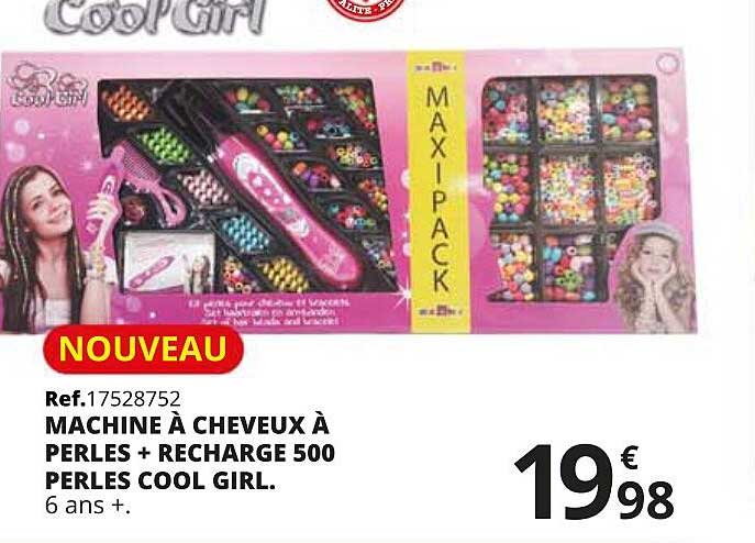 machine à cheveux à perles + recharge 500 perles cool girl