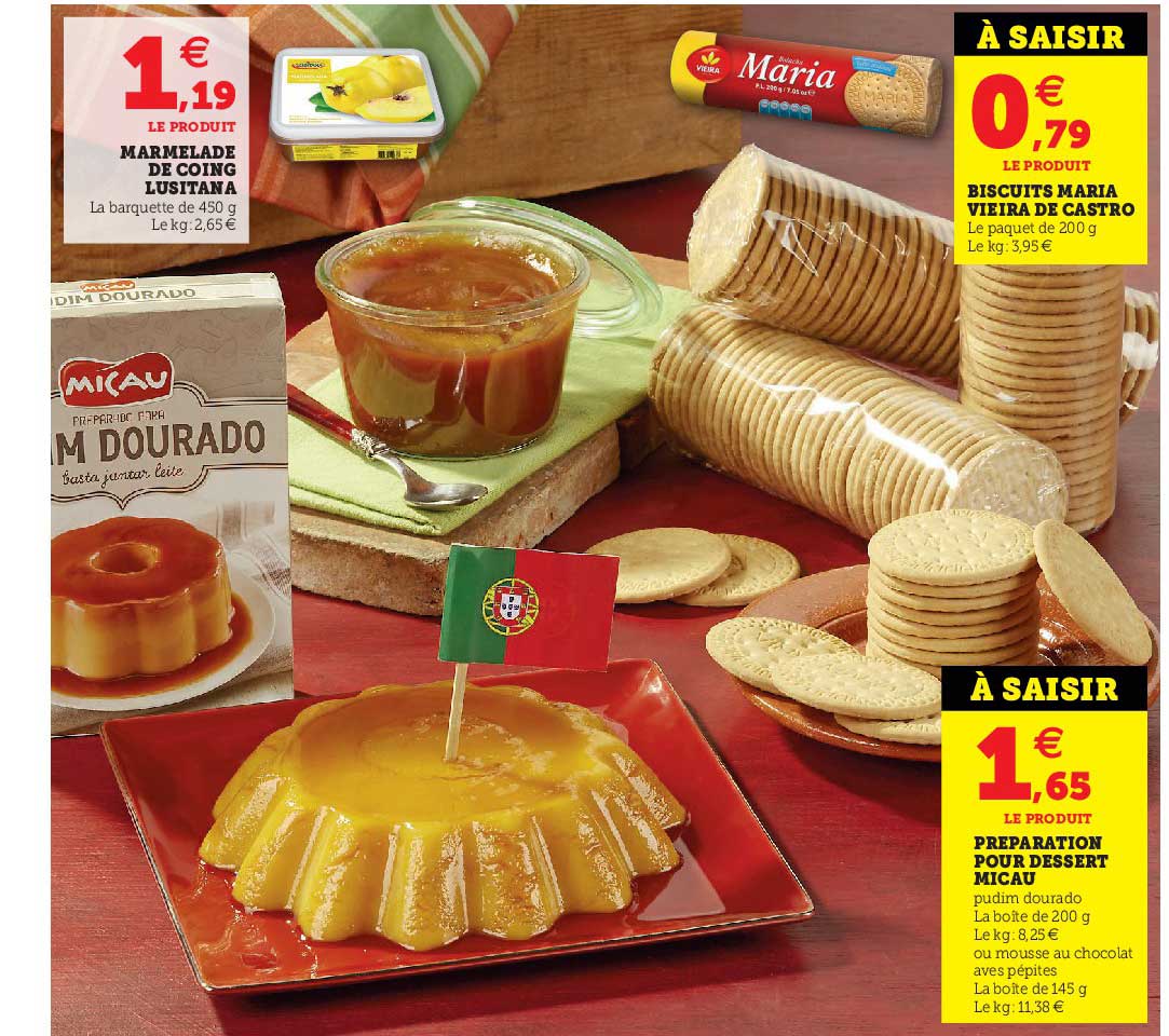 marmelade de coing lusitana, biscuits maria vieira de castro, préparation pour dessert micau