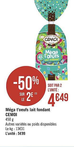Méga T'oeufs Lait Fondant Cémoi