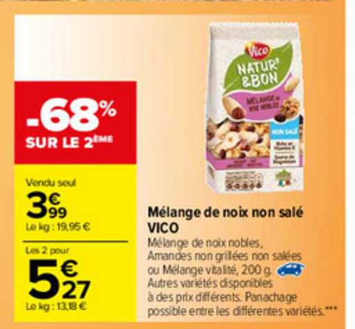 mélange de noix non salé vico