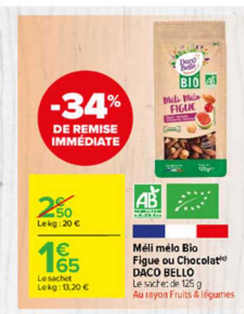 méli mélo bio figue ou chocolat daco bello