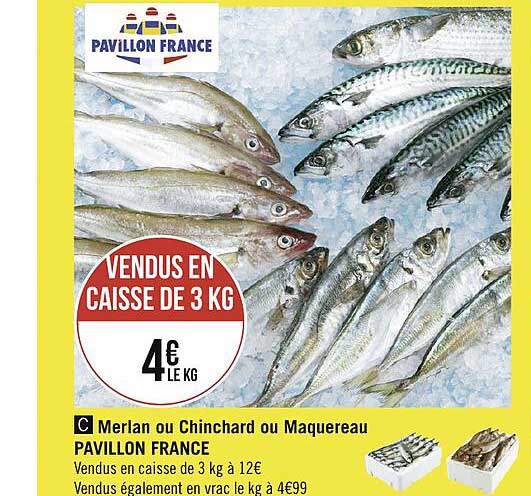 merlan ou chinchard ou maquereau pavillon france