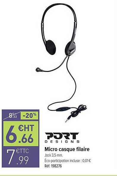 micro casque filaire port designs