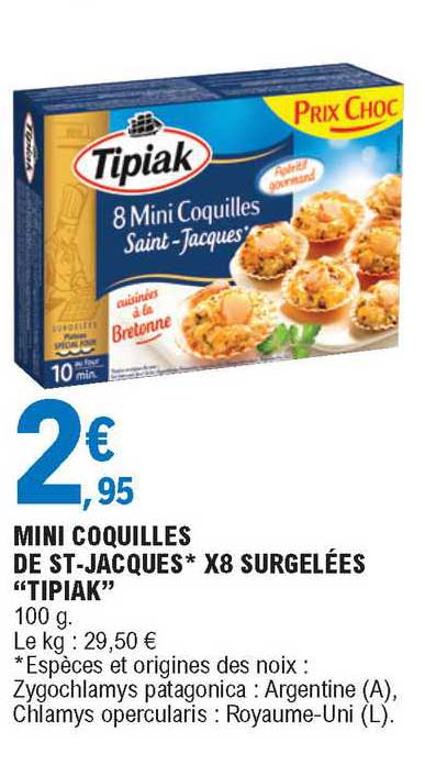 mini coquilles de st-jacques x8 surgelées "tipiak"