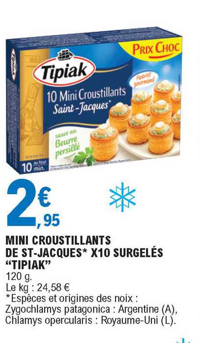 mini croustillants de st-jacques x10 surgelés "tipiak"