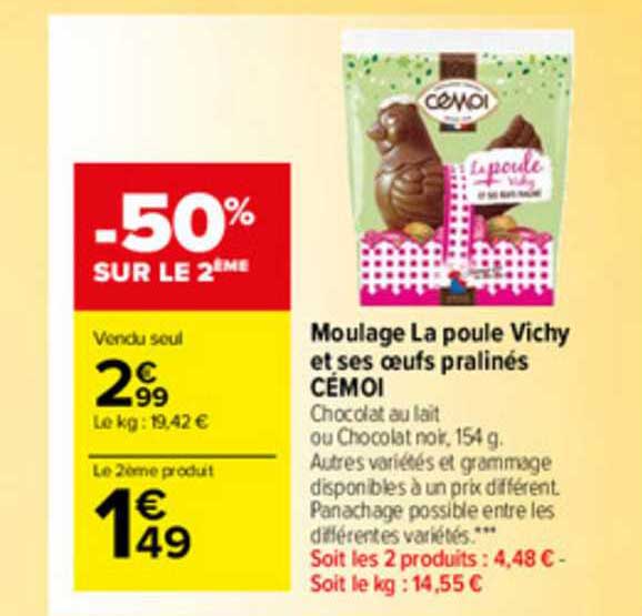 moulage la poule vichy et ses oeufs pralinés cémoi