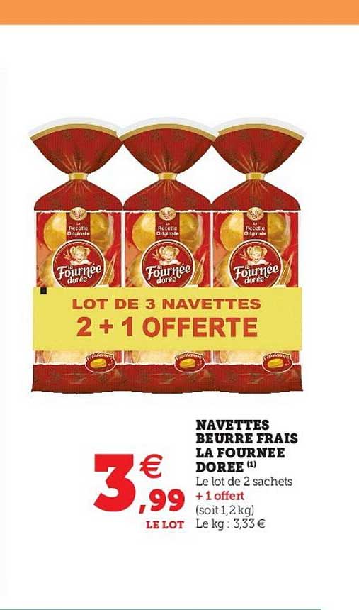 Navettes Beurre Frais La Fournée Dorée