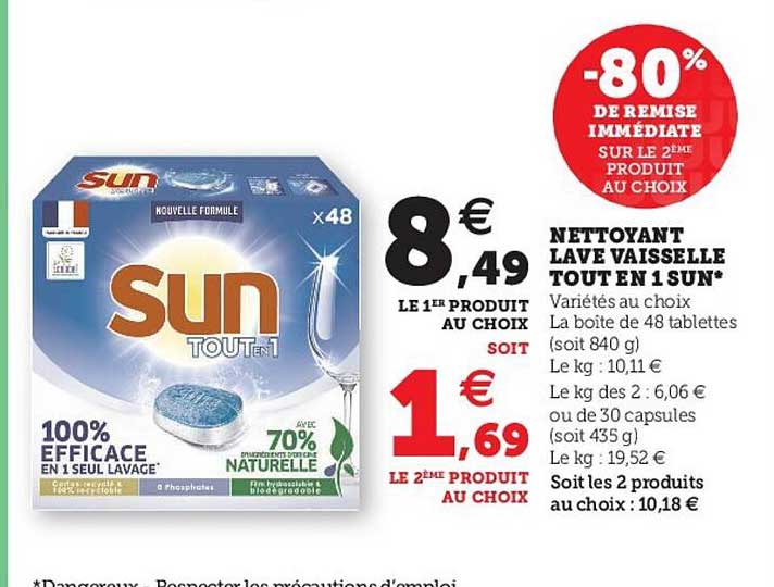 nettoyant lave vaisselle tout en 1 sun