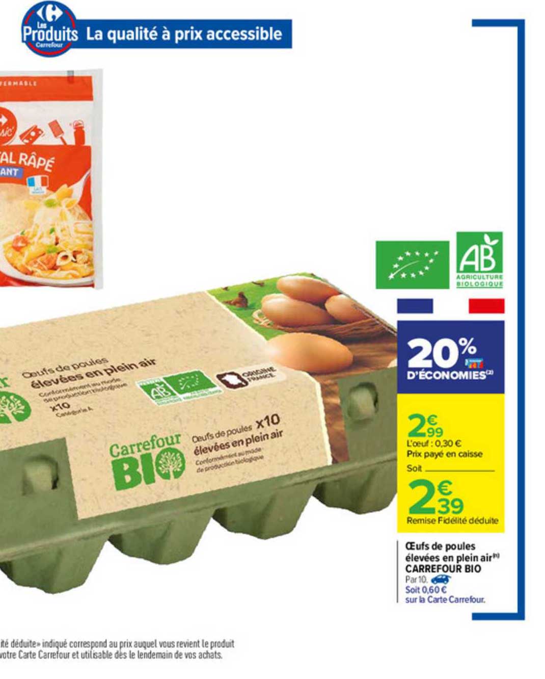 oeufs de poules élevées en plein air carrefour bio