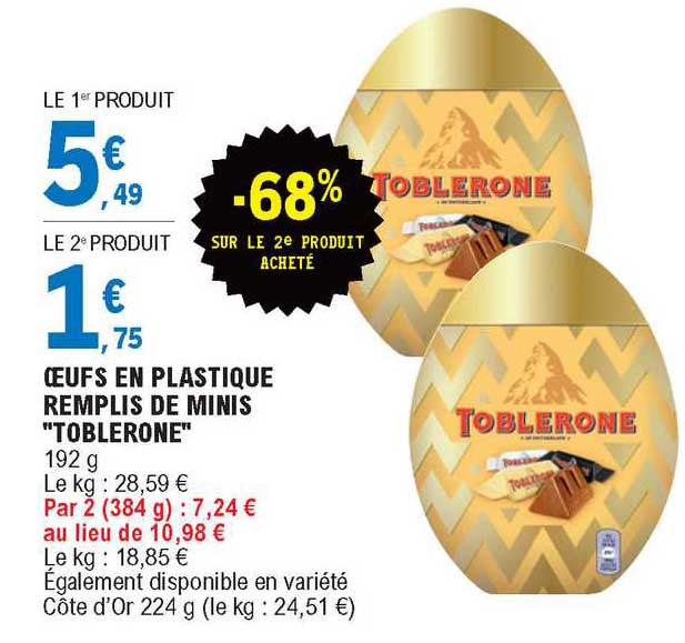 Oeufs En Plastique Remplis De Minis "toblerone"