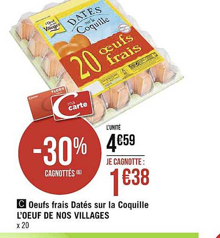 oeufs frais datés sur la coquille l'œuf de nos villages