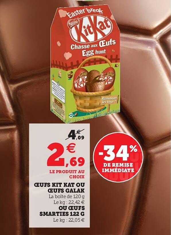 oeufs kit kat ou oeufs galak ou oeufs smarties 122 g