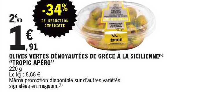 olives vertes dénoyautées de grèce à la sicilienne "tropic apéro"
