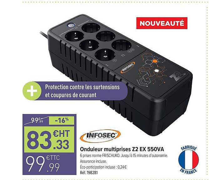 onduleur multiprises z2 ex 550va infosec