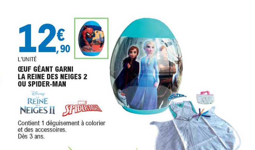 œuf géant garni la reine des neiges 2 ou spider-man