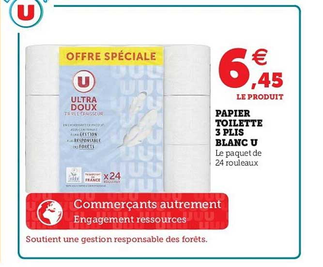 papier toilette 3 plis blanc u