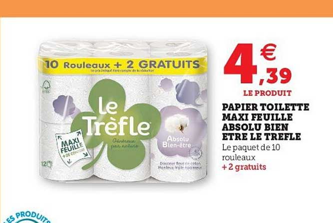 papier toilette maxi feuille absolu bien être le trèfle
