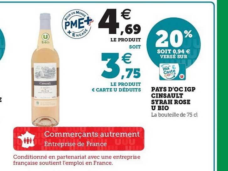 Pays D'oc Igp Cinsault Syrah Rose U Bio