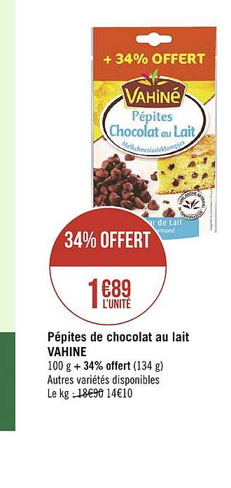 Pépites De Chocolat Au Lait Vahiné