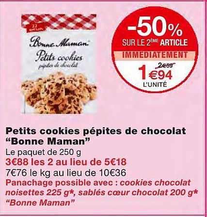 petits cookies pépites de chocolat "bonne maman"
