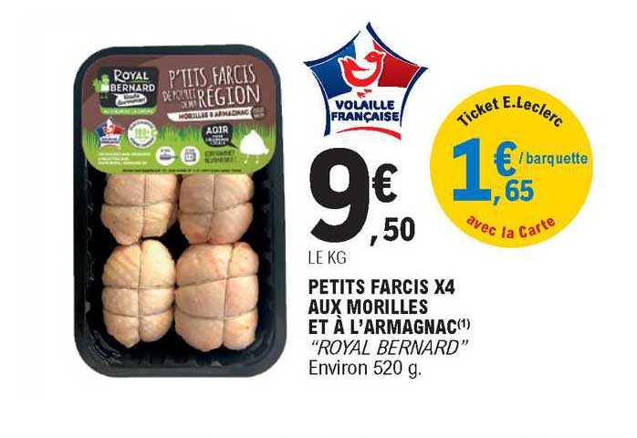 petits farcis x4 aux morilles et à l'armagnac "royal bernard"