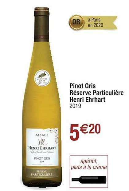 pinot gris réserve particulière henri ehrhart 2019
