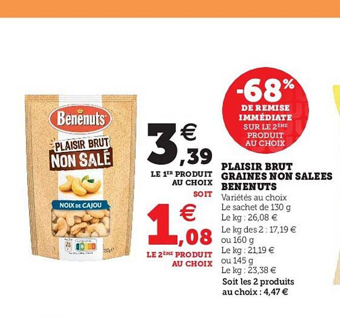 plaisir brut graines non salées bénénuts