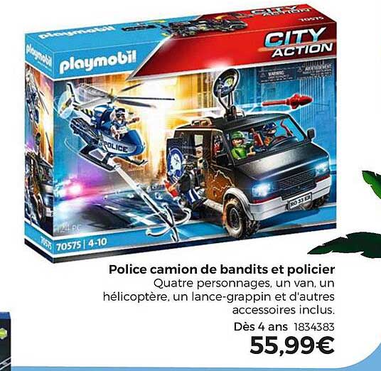 police camion de bandits et policier city action playmobil