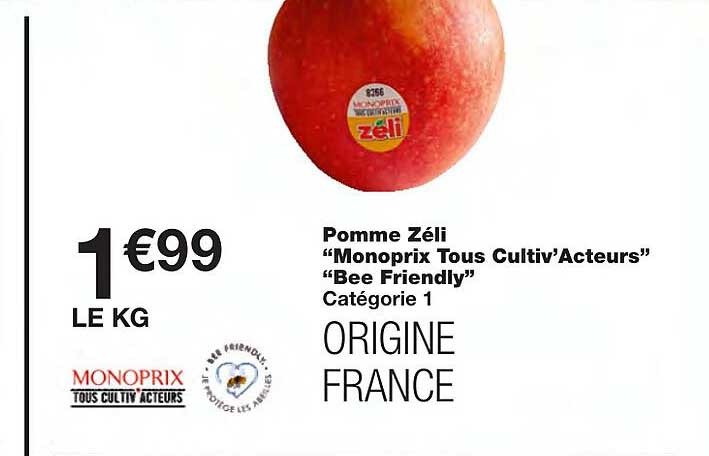 pomme zéli "monoprix tous cultiv'acteurs" "bee friendly"