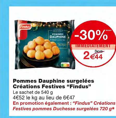 Pommes Dauphine Surgelées Créations Festives "findus"