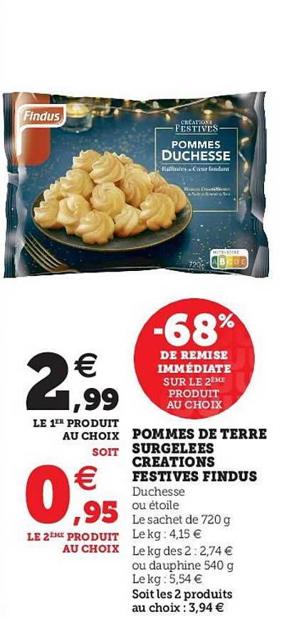 pommes de terre surgelées créations festives findus