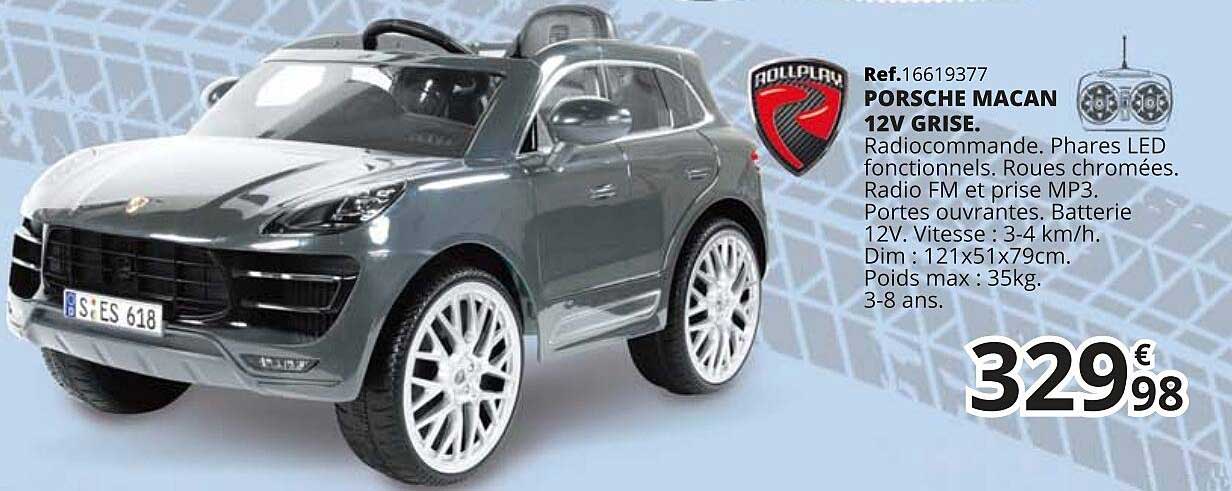 porsche macan 12v grise rollplay
