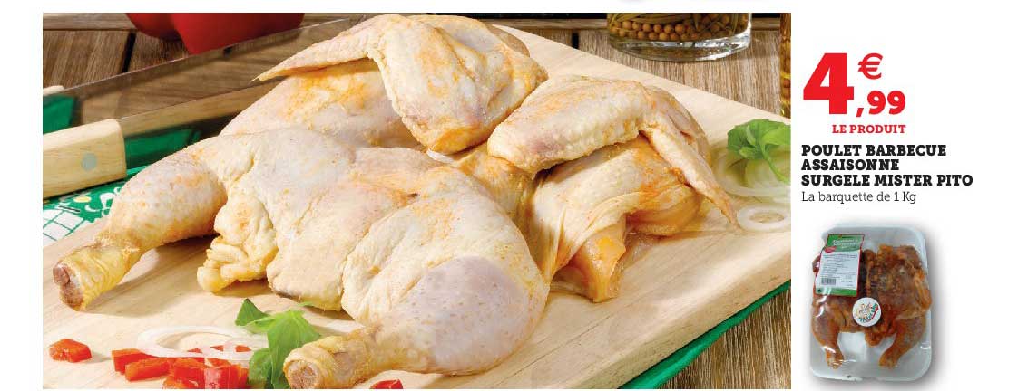 poulet barbecue assaisonne surgelé mister pito