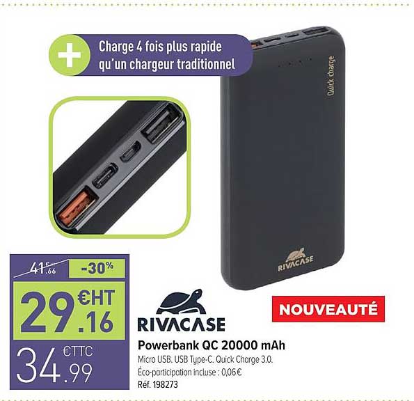 powerbank qc 20000mah rivacase