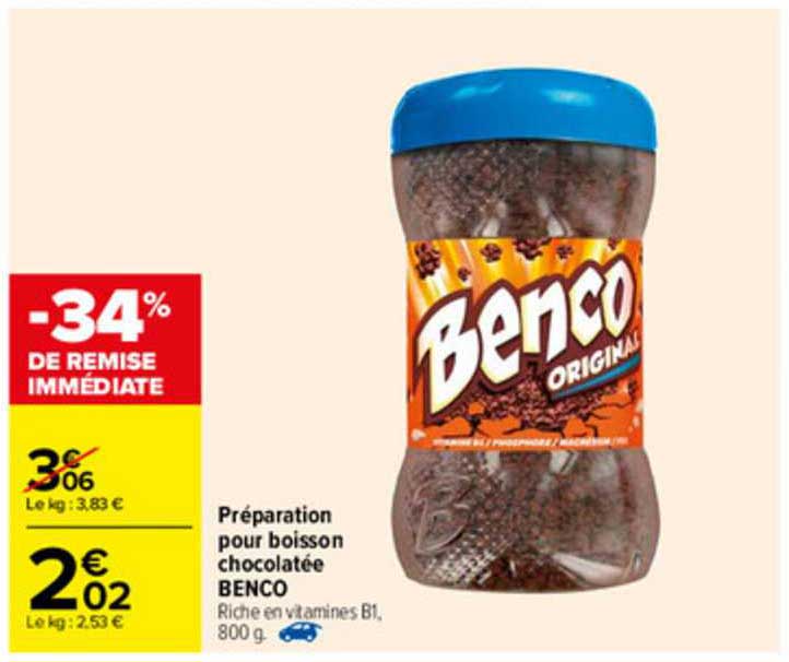 préparation pour boisson chocolatée benco