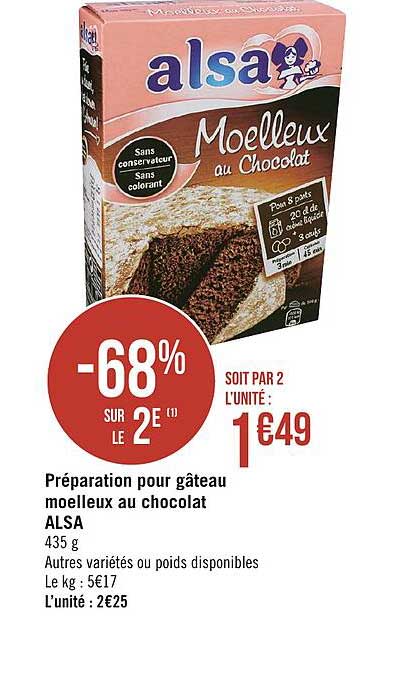 Préparation Pour Gâteau Moelleux Au Chocolat Alsa