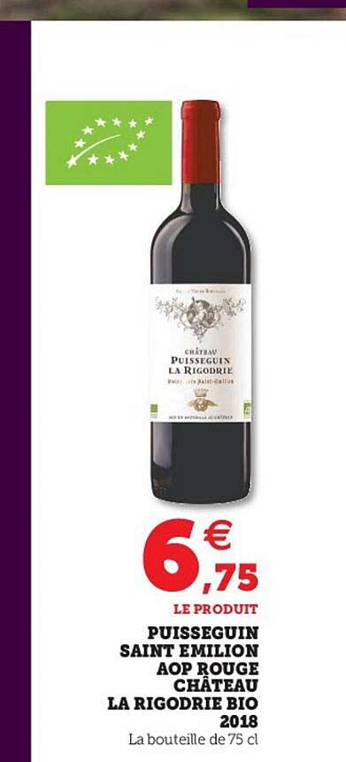 puisseguin saint émilion aop rouge château la rigodrie bio 2018