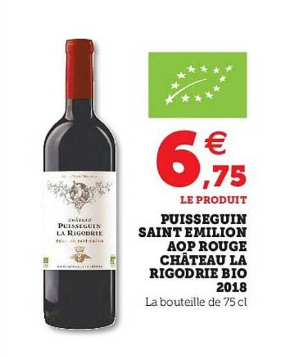 puisseguin saint émilion aop rouge château la rigodrie bio 2018