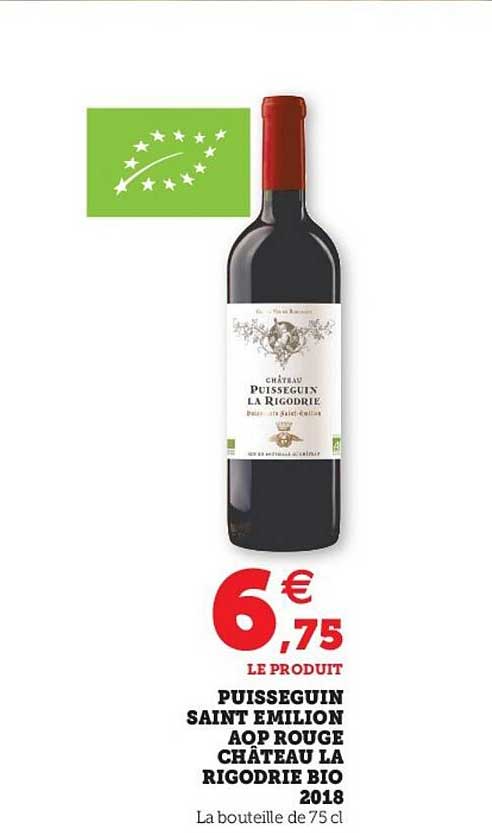 puisseguin saint émilion aop rouge château la rigodrie bio 2018
