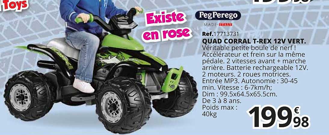 quad corral t-rex 12v vert pegperego