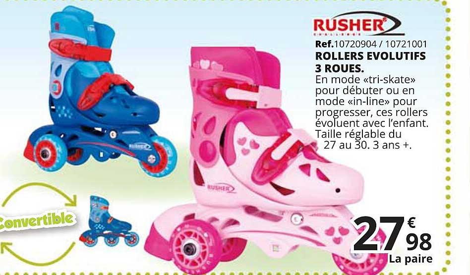 rollers évolutifs 3 roues rusher