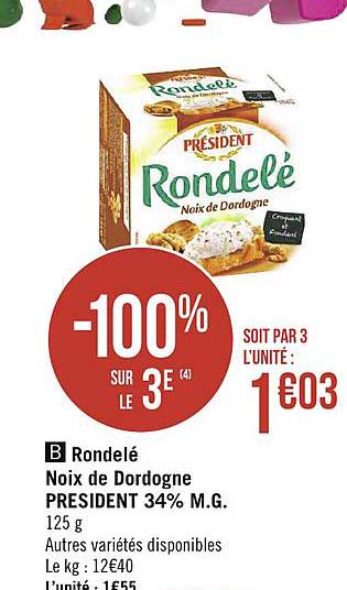 rondelé noix de dordogne président 34% m.g.
