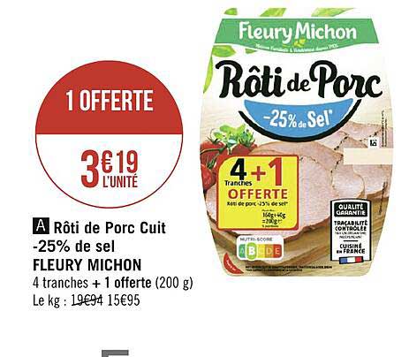 rôti de porc cuit -25% de sel fleury michon