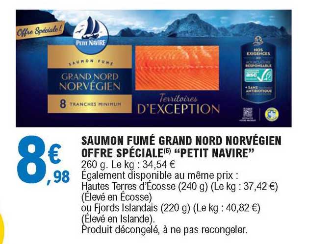 Saumon Fumé Grand Nord Norvégien Offre Spéciale "petit Navire"