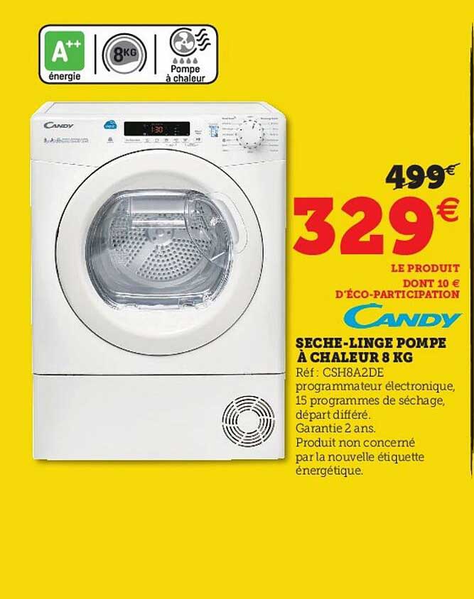 sèche-linge pompe à chaleur 8kg candy