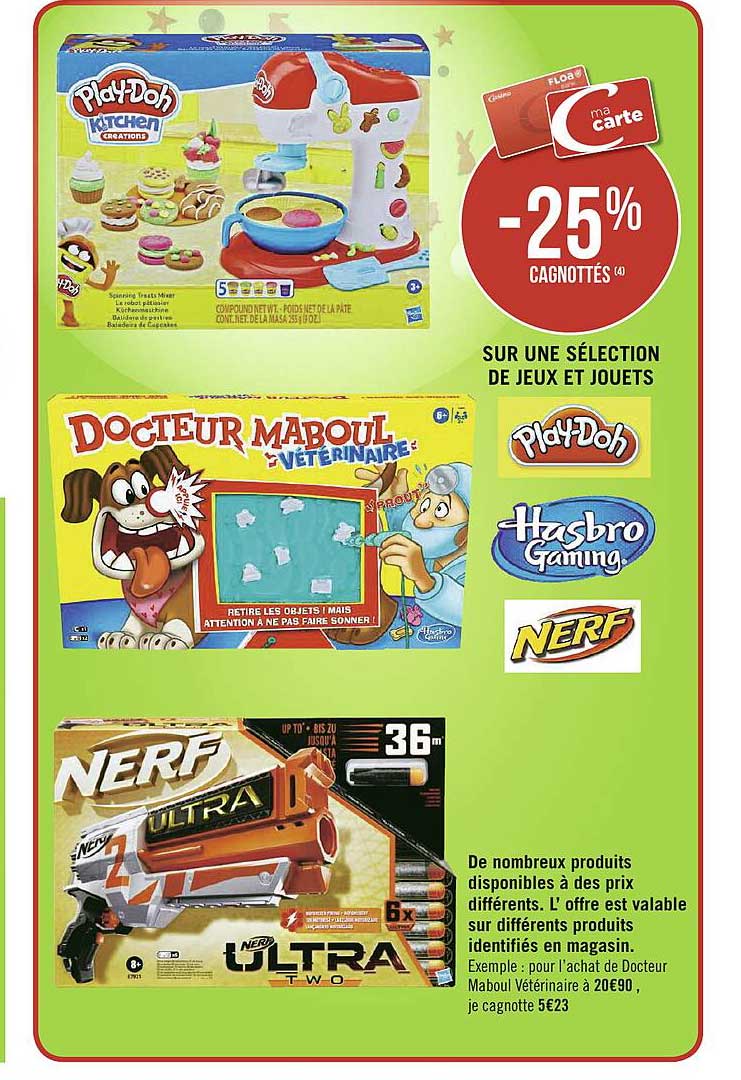sélection de jeux et jouets play-doh, hasbro gaming, nerf