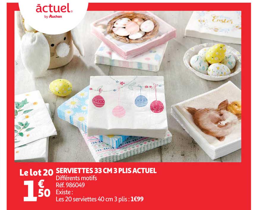 serviettes 33 cm 3 plis actuel