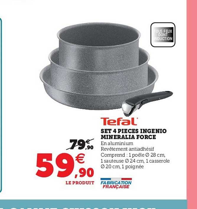 set 4 pièces ingenio minéralia force tefal